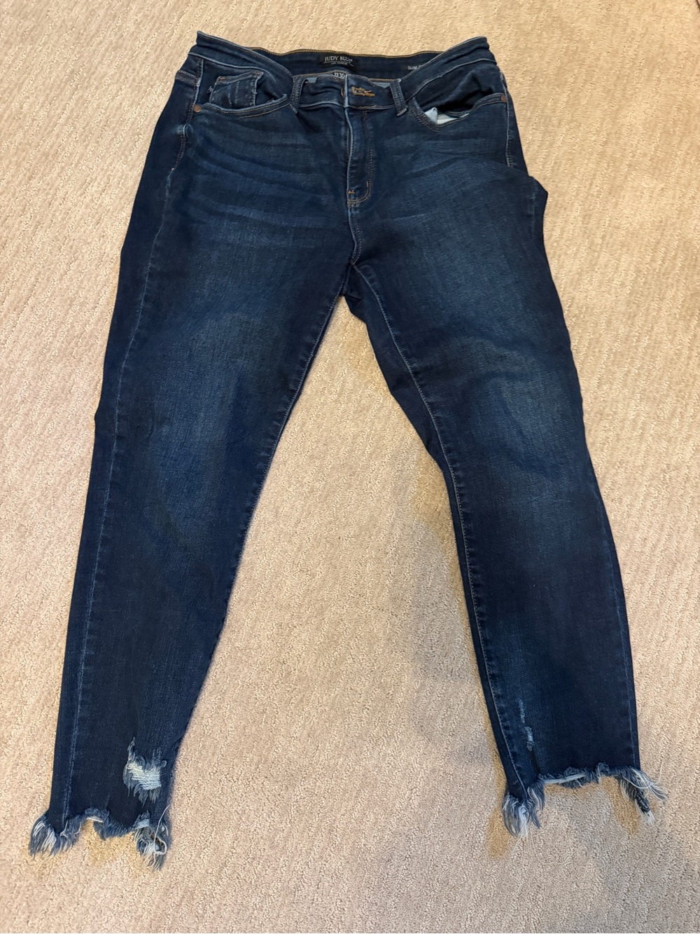 Judy Blue Dark Blue Distressed Ankle Jeans Slim fit
